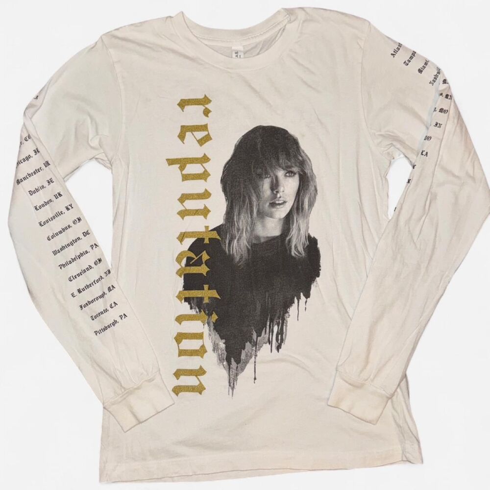 Taylor Swift Reputation Tour Long Sleeve Merch Shirt with Gold Glitter